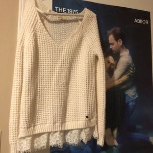 Hollister Cream Waffle Knit Sweater